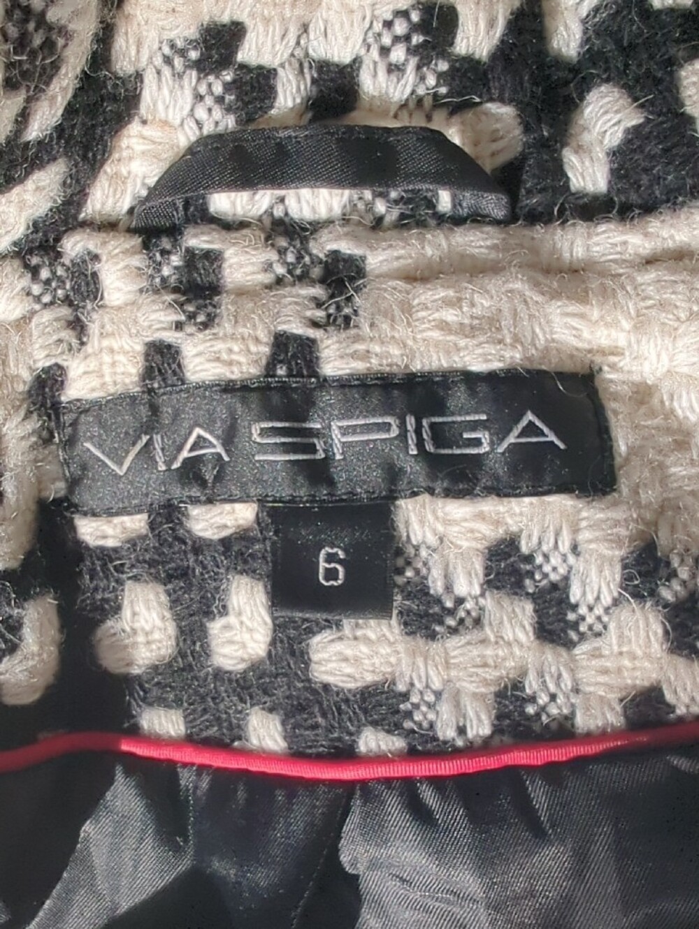 Via Spiga Vintage Monochrome Plaid Flared Skirt Bell Sleeve Winter Peacoat - Picture 2 of 13